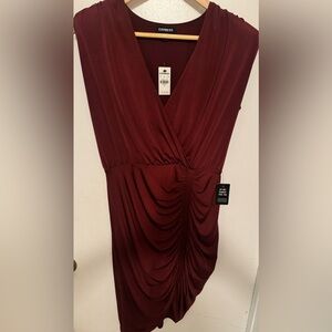 EXPRESS deep red dress V neck size Small  New with tags.